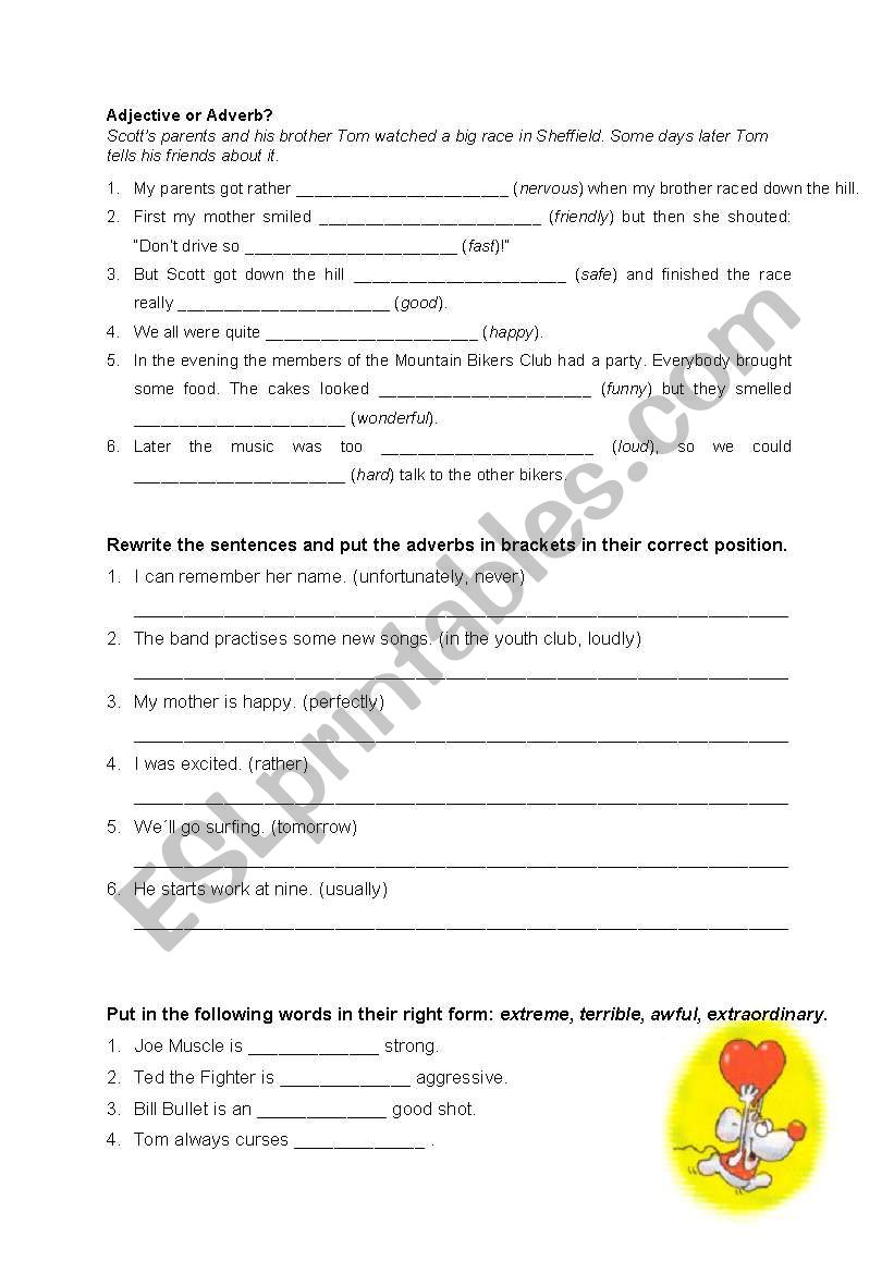 Adjective or adverb? worksheet