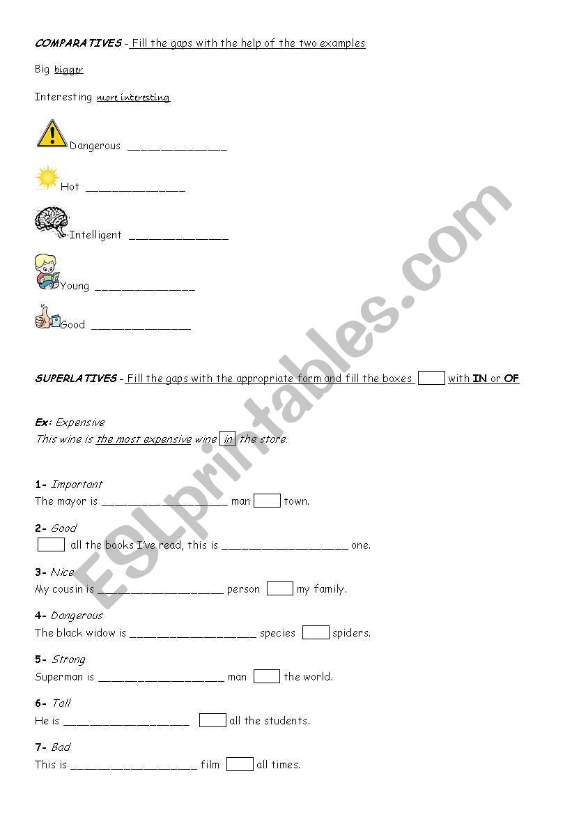 Comparatives and superlatives worksheet