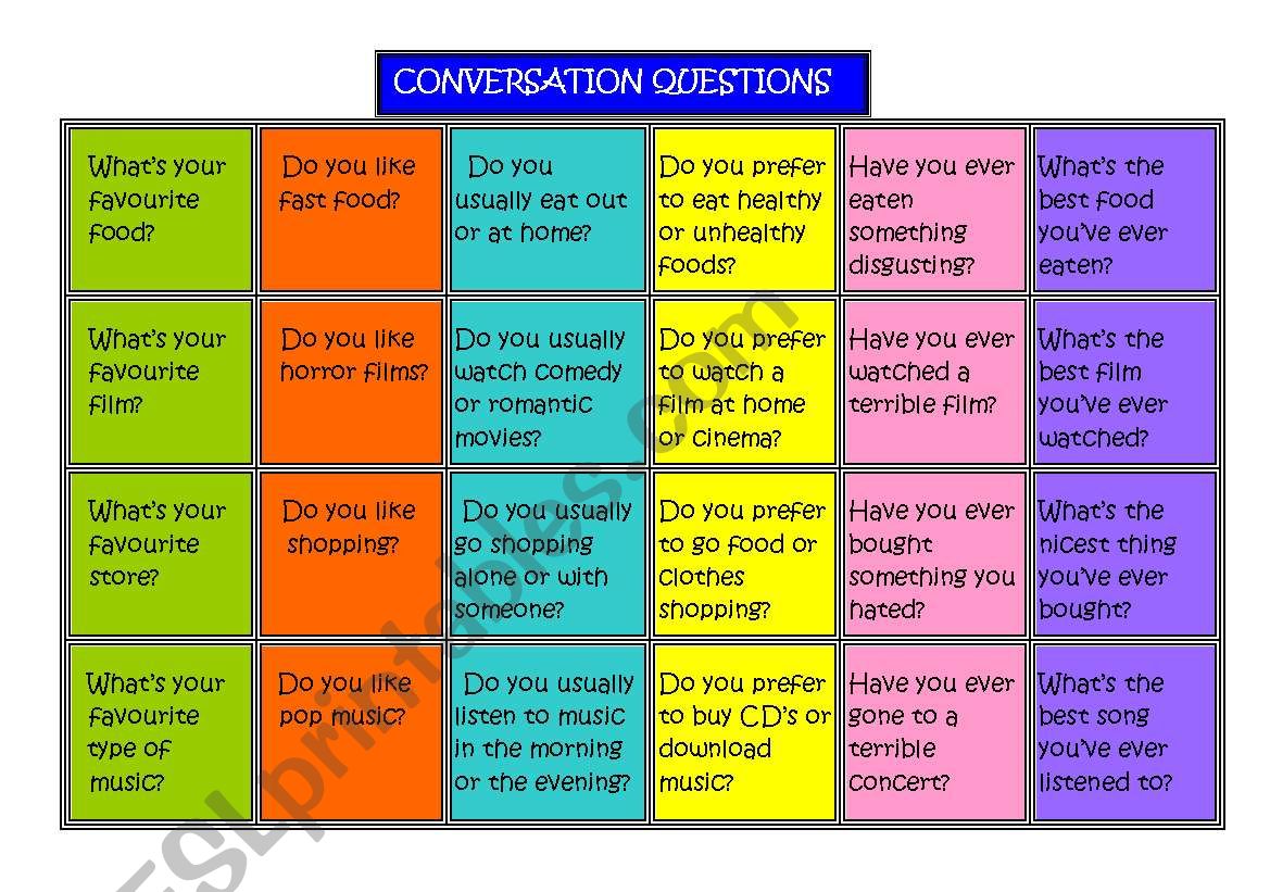 Conversation Questions worksheet