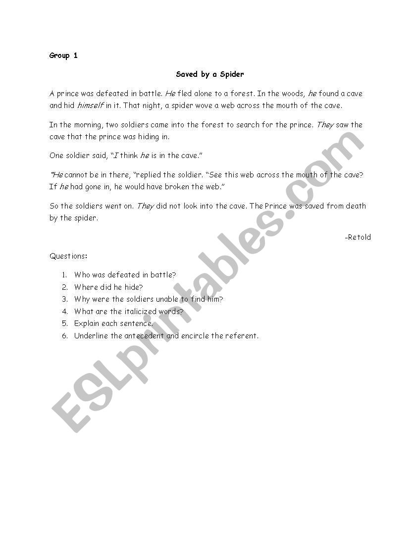 Pronoun-Antecedent Worksheet worksheet