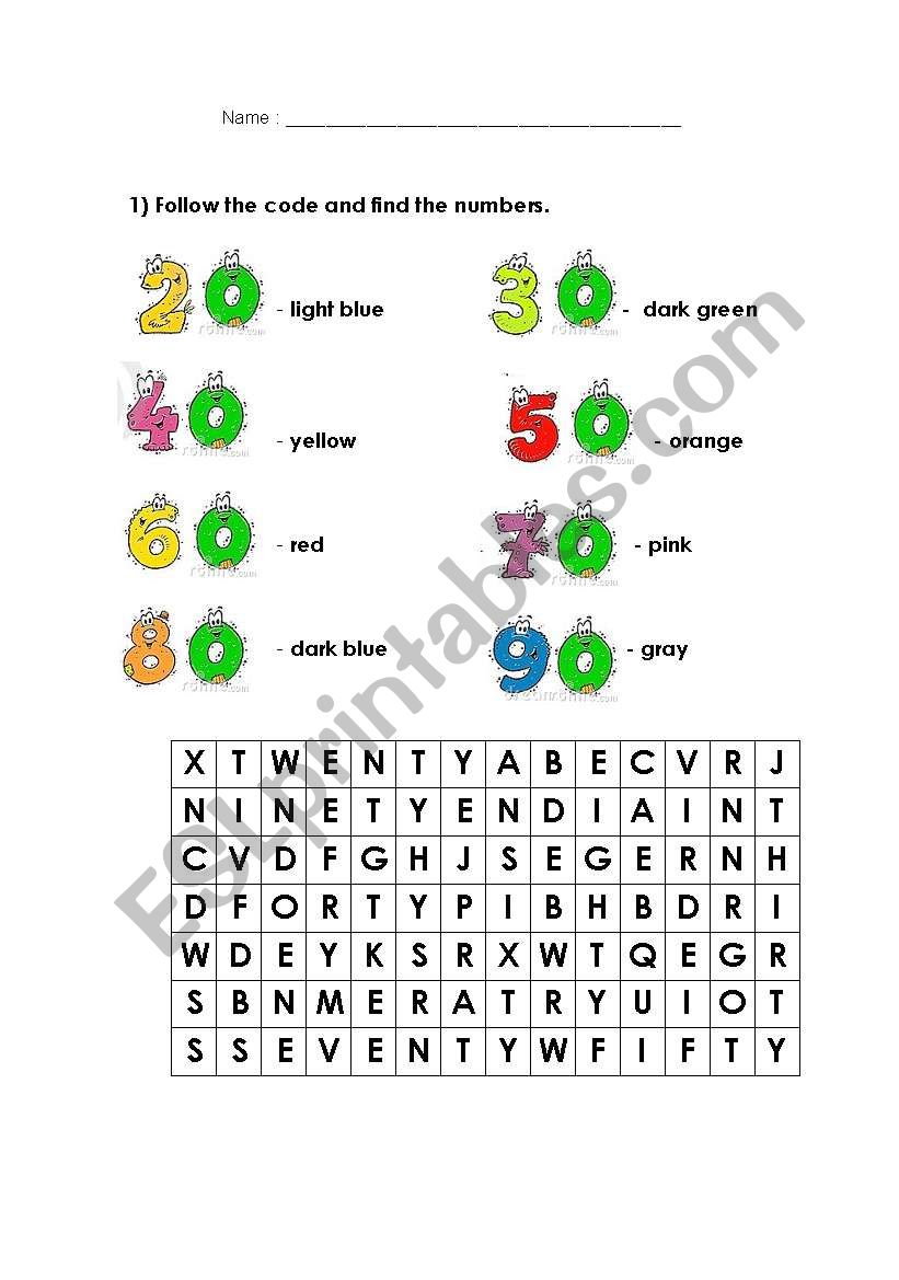 Numbers worksheet