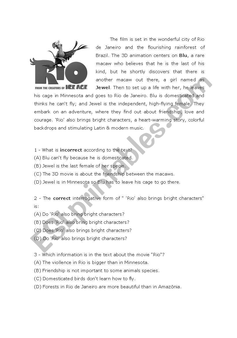 Rio _The Movie worksheet