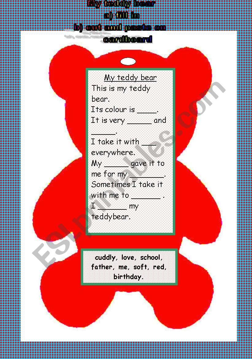 My teddybear worksheet