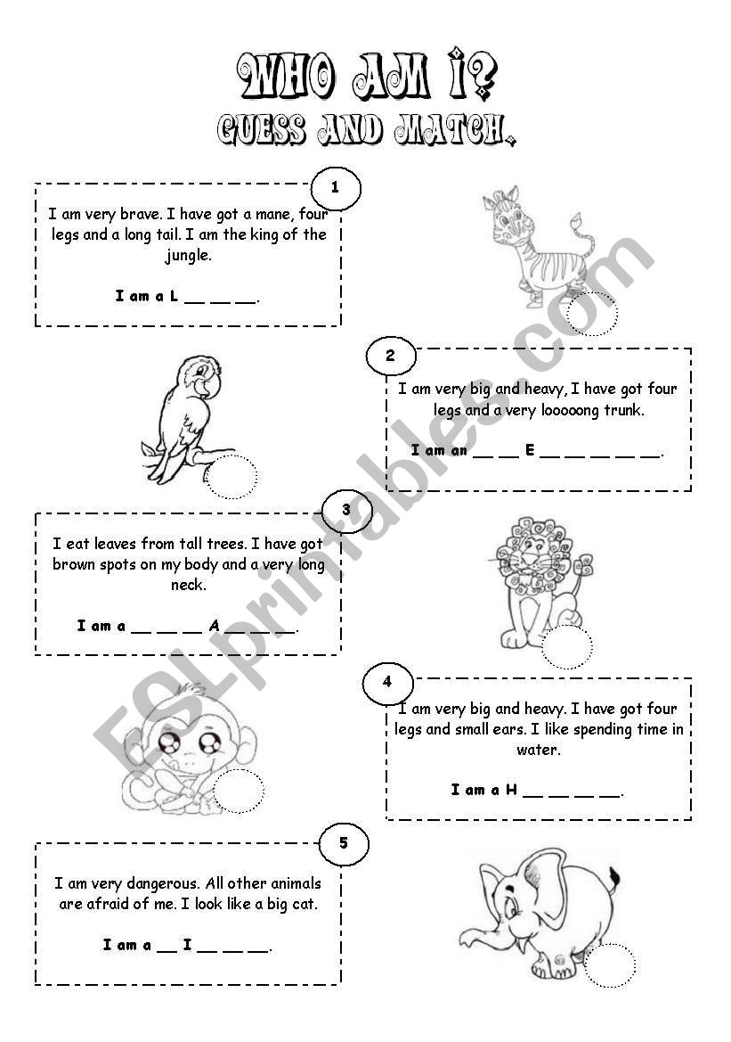 Animals - Riddles worksheet