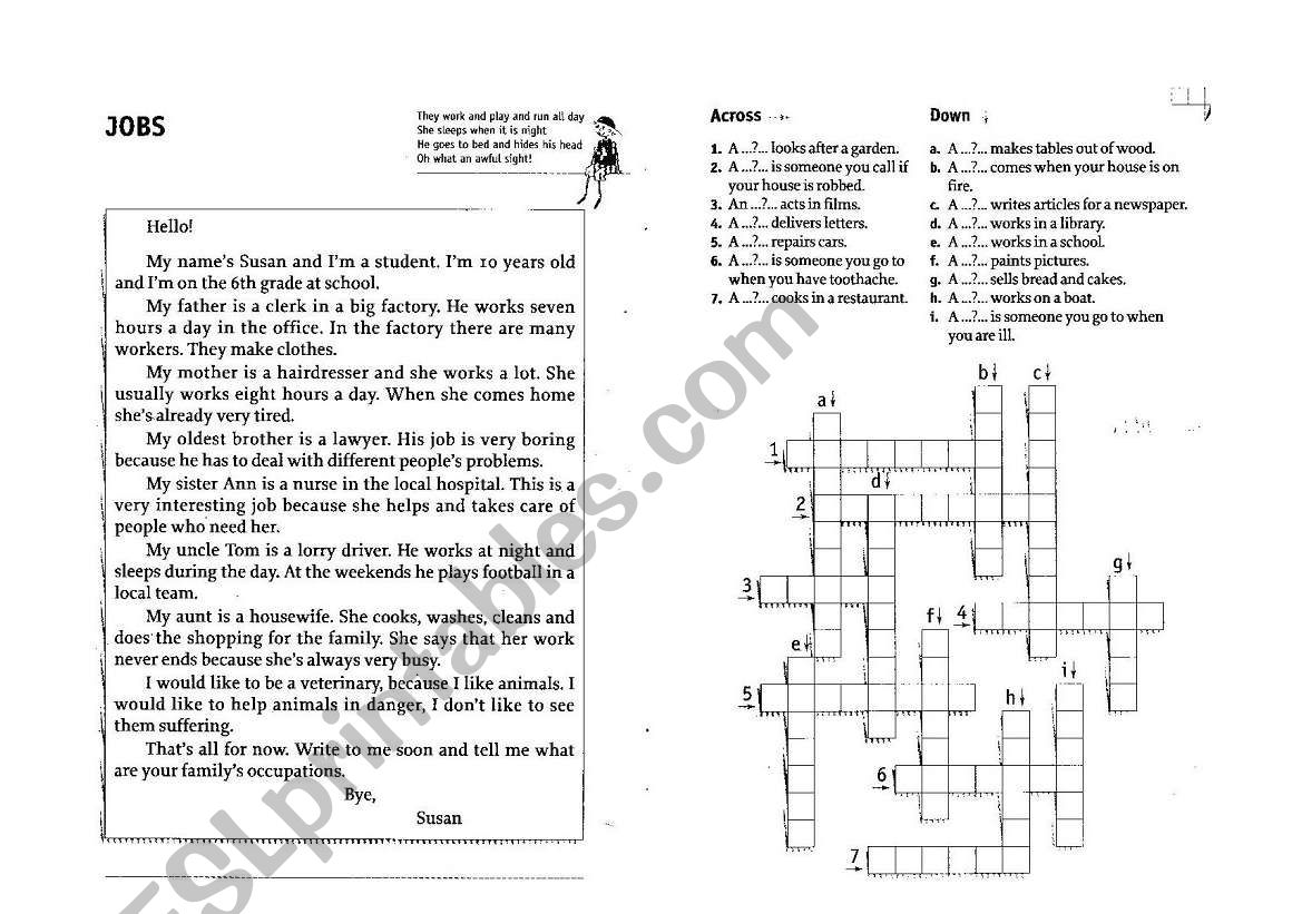 Jobs worksheet