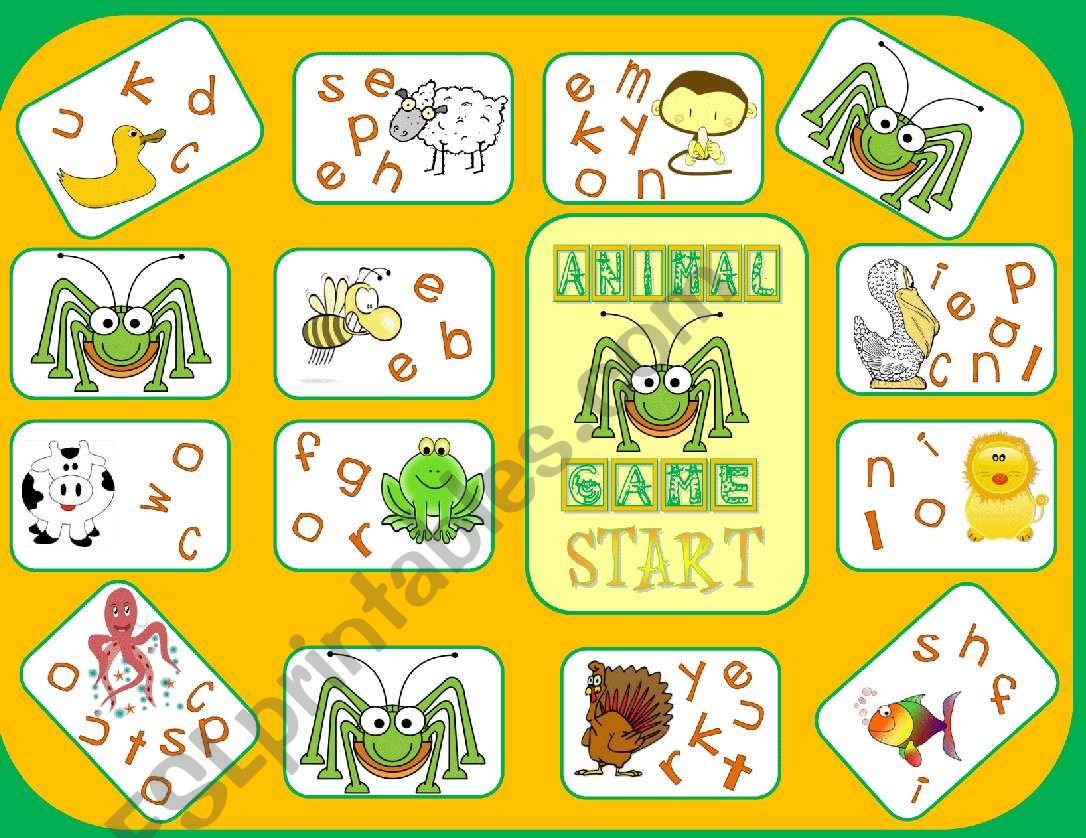 ANIMALS-boardgame 1/2 worksheet