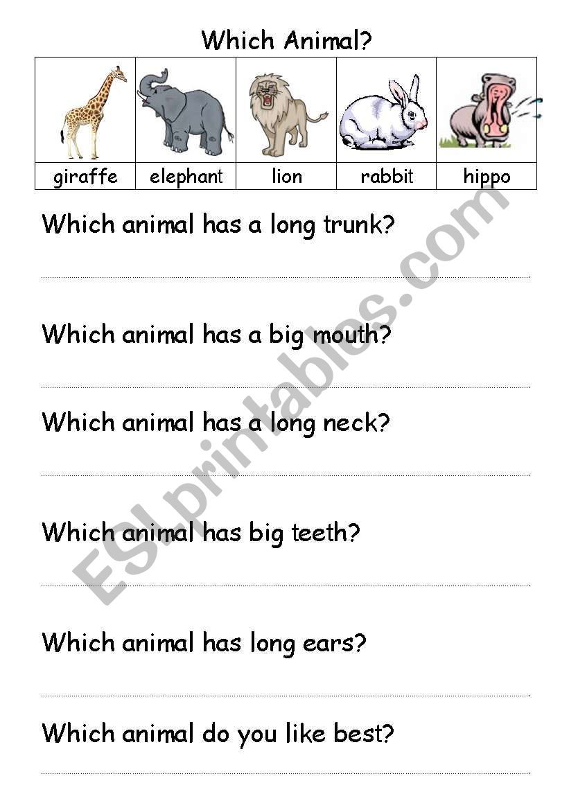Which animal worksheet