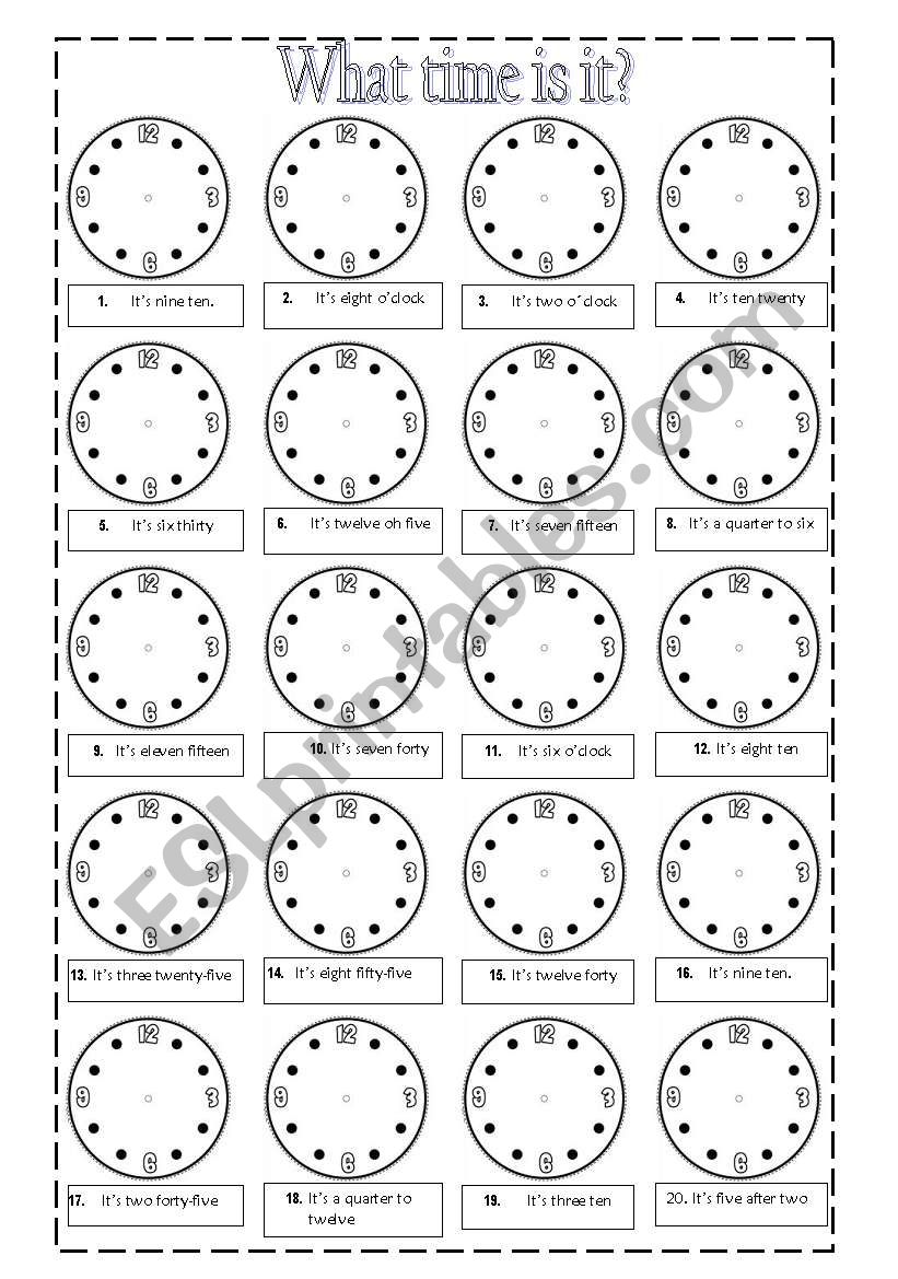 what time is it? worksheet