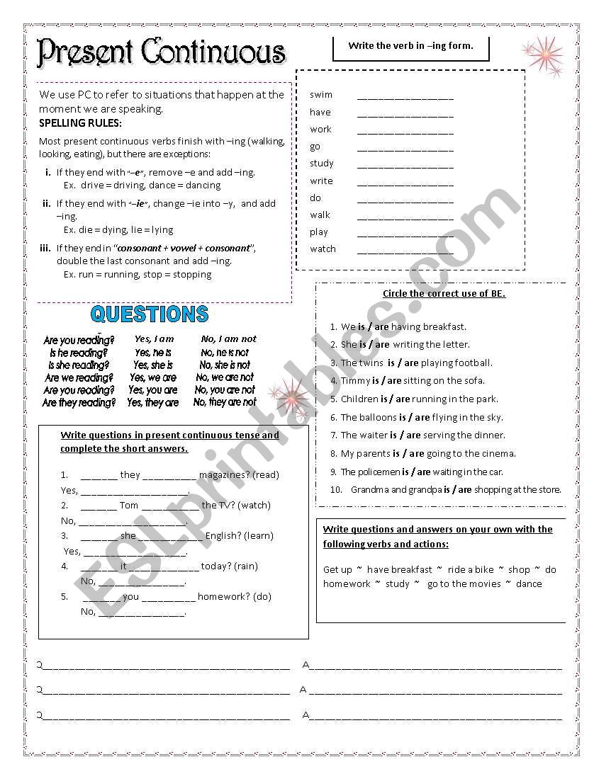 Present Continuous worksheet