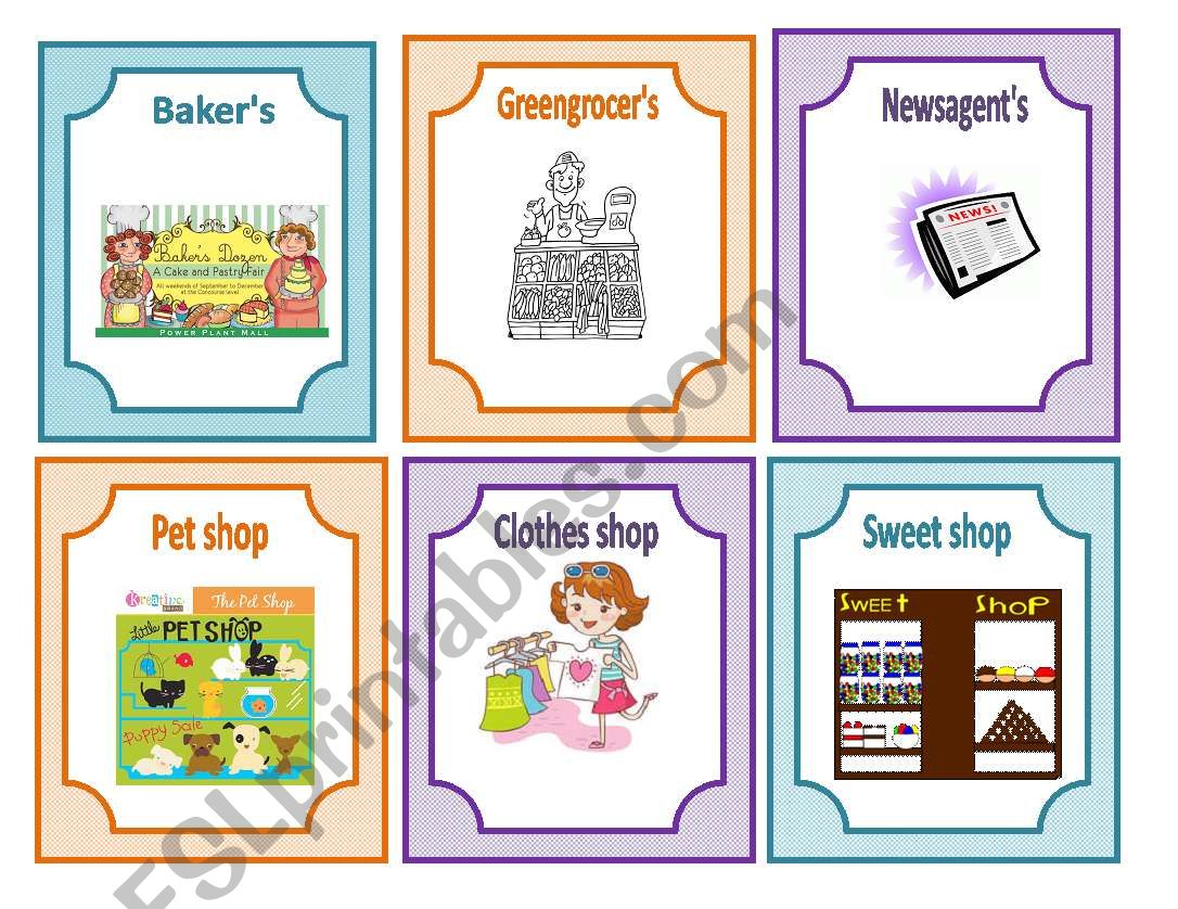Shops worksheet