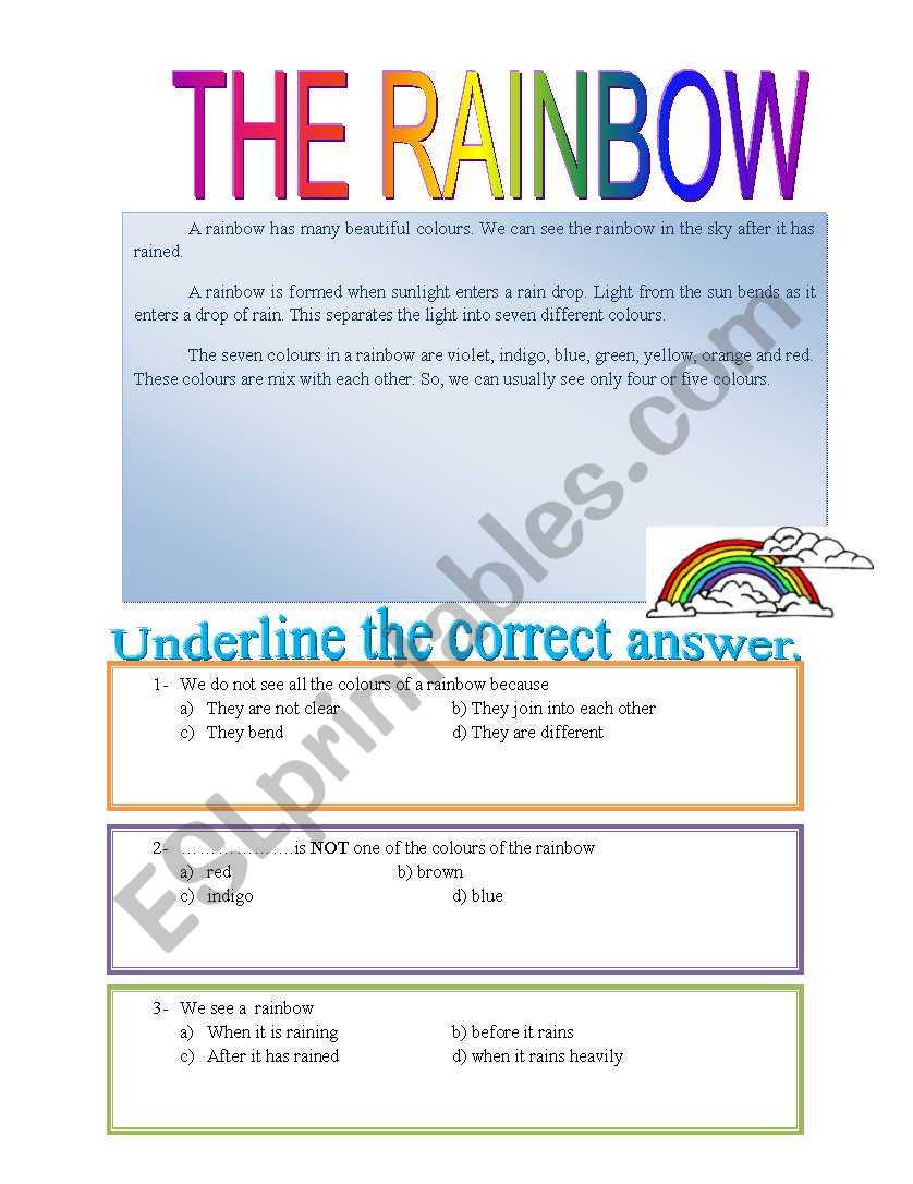 READING COMPREHENSION worksheet