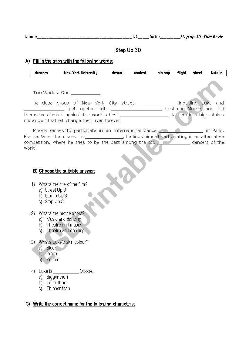 step up 3d worksheet