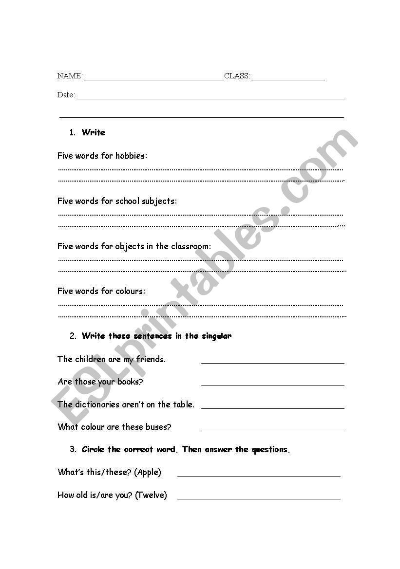 ESO 1 worksheet