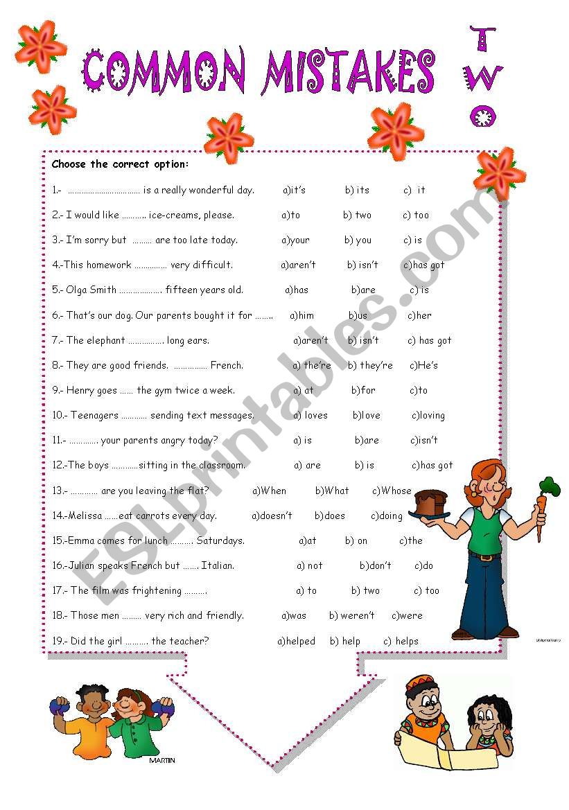 COMMON MISTAKES.TWO worksheet