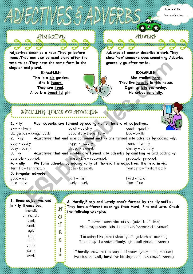 ADJECTIVES and ADVERBS worksheet