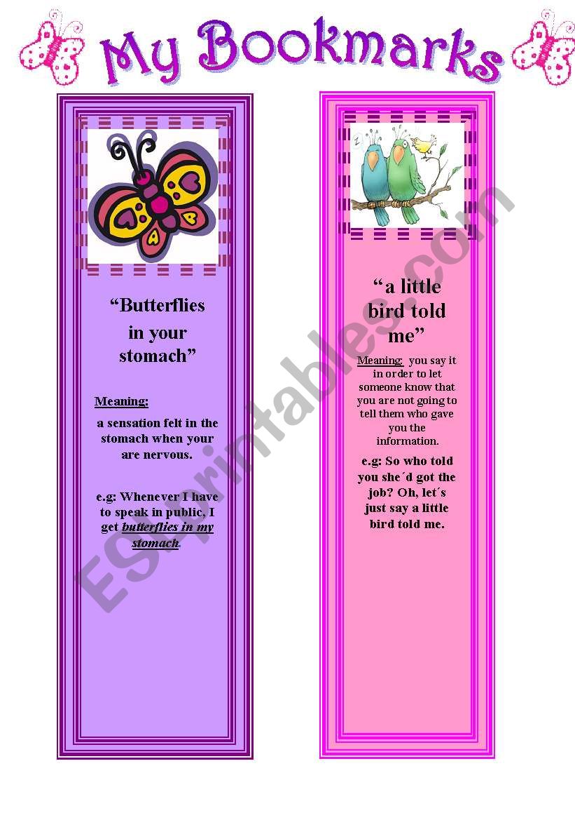 My Bookmarks (Idioms) part I worksheet