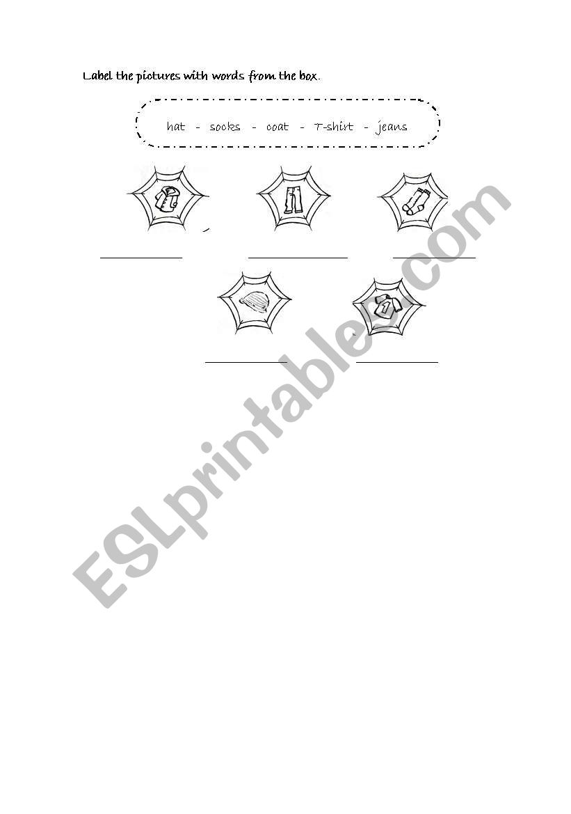 Labelling clothes worksheet