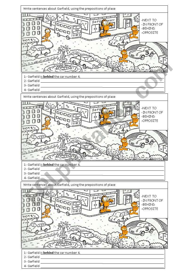 WHERE IS GARFIELD? Prepositions of place...editable