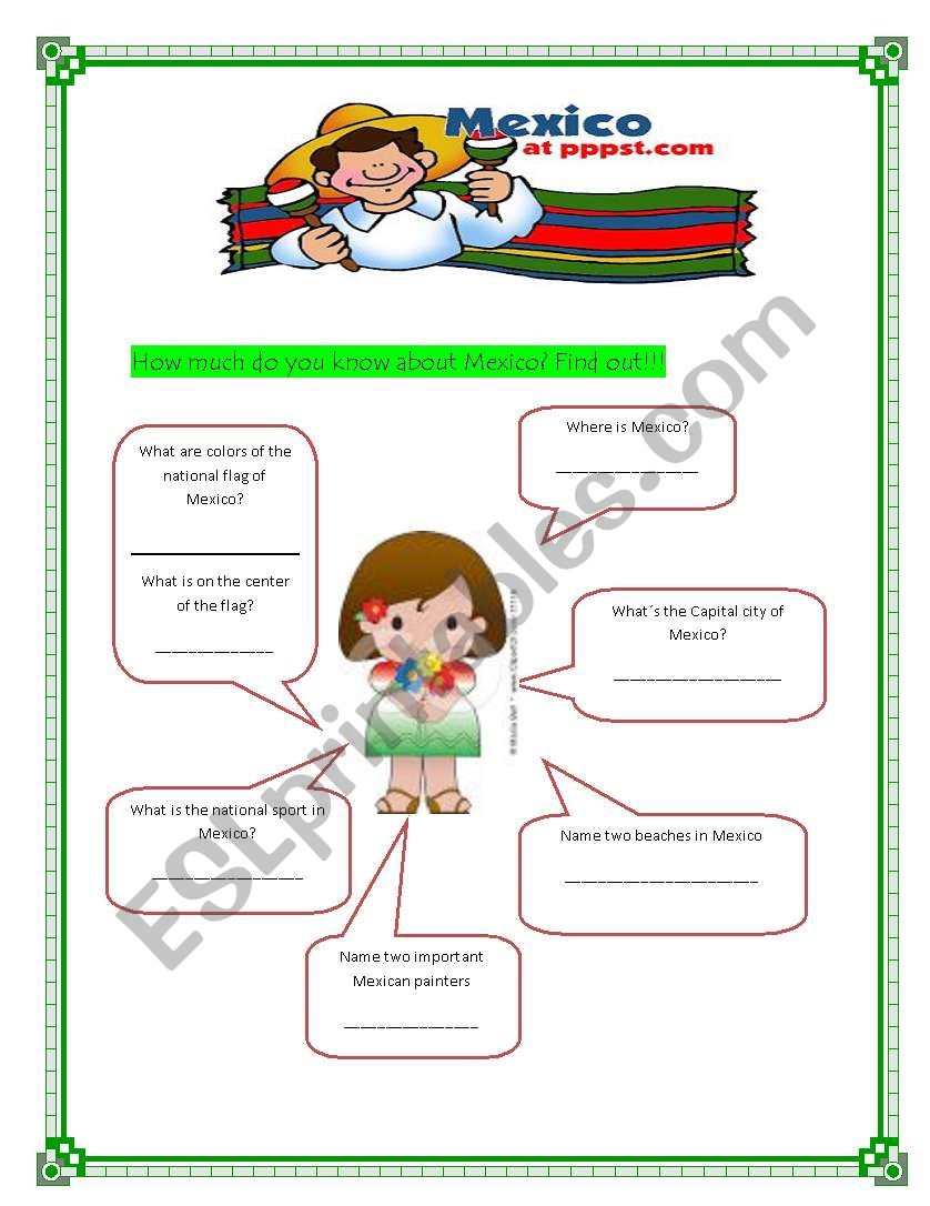 WELCOME TO MEXICO! worksheet