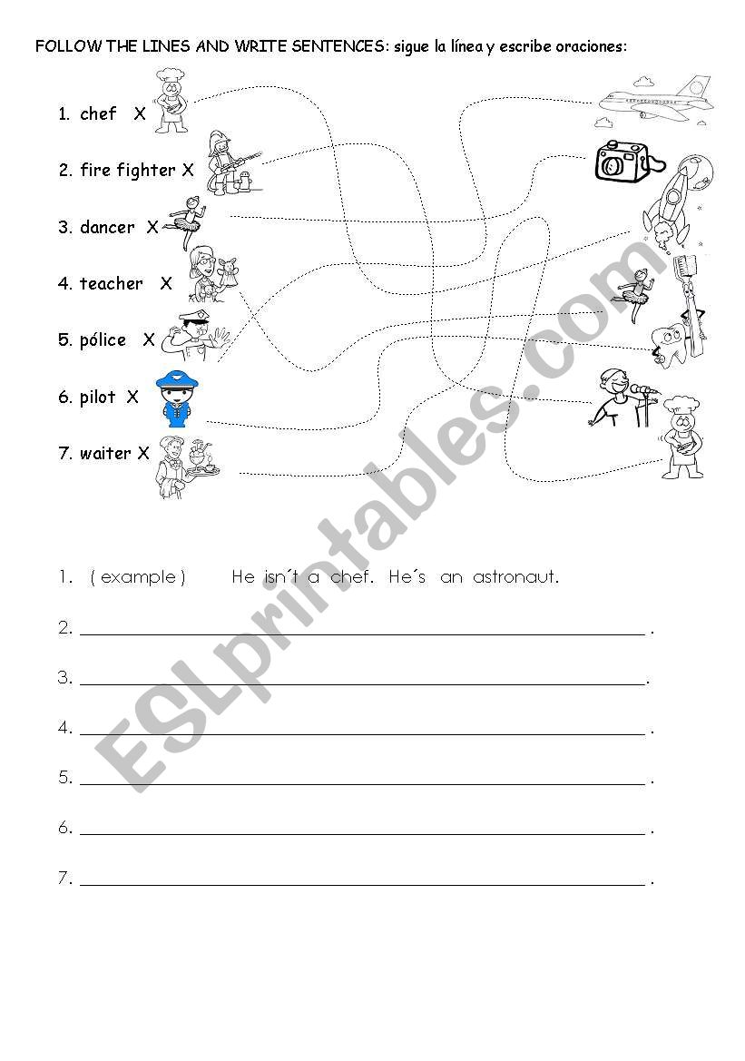 PROFESSIONS: is - isnt worksheet