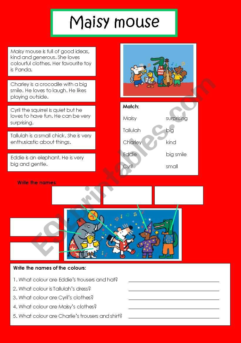 Maisy mouse worksheet