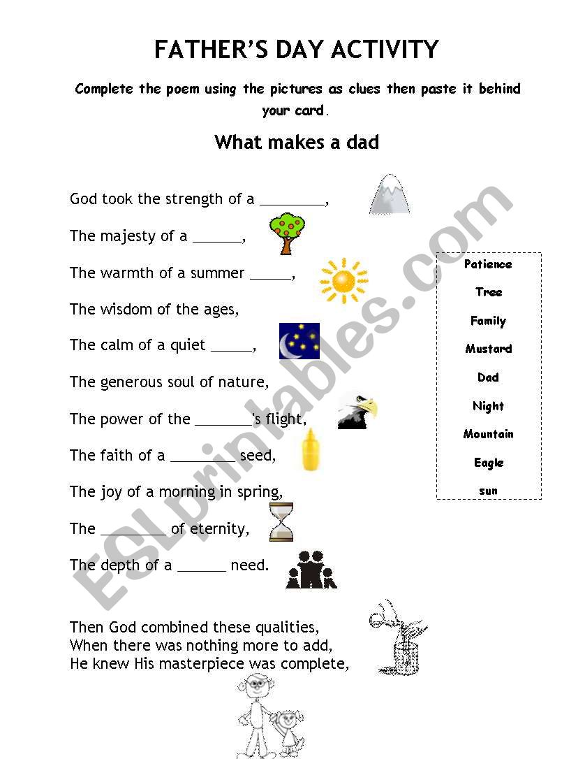 FATHERS DAY GIFT worksheet