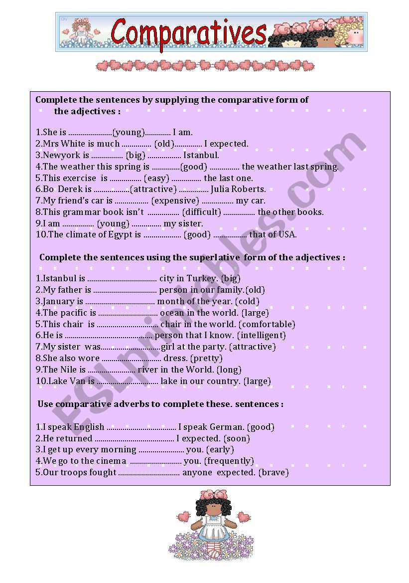 Comparatives worksheet