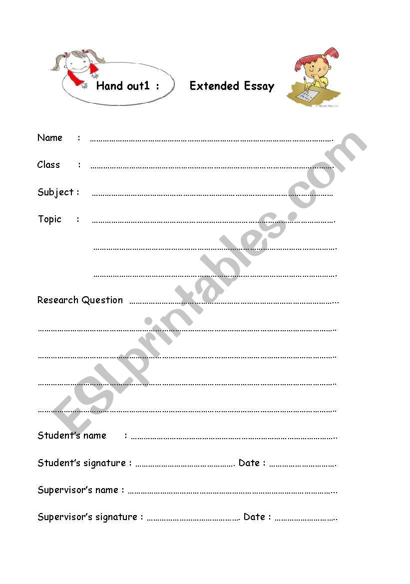 Extended essay worksheet