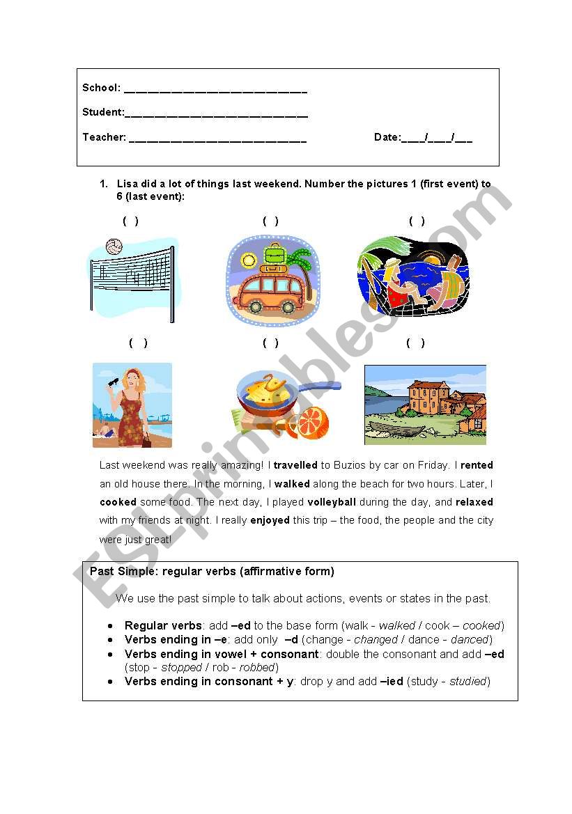 Presenting the Simple Past worksheet