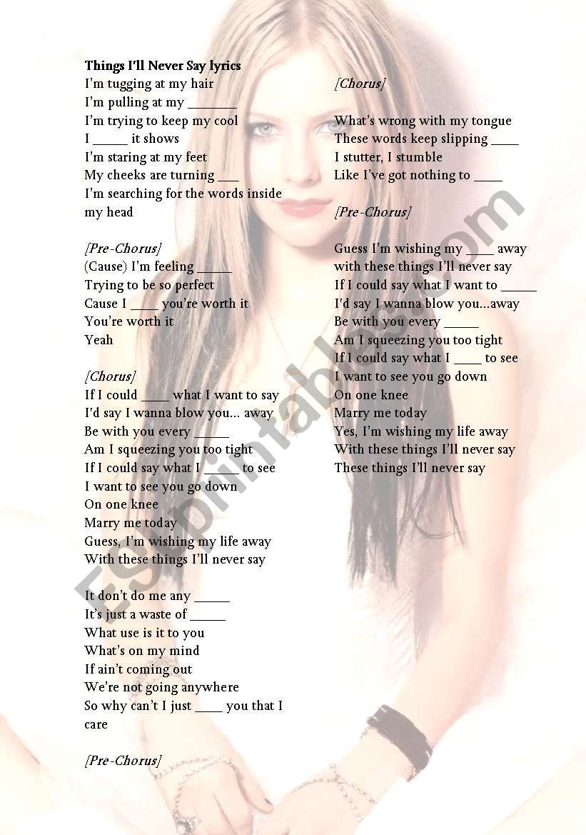 Avril Lavigne - Things IÂ´ll Never Say