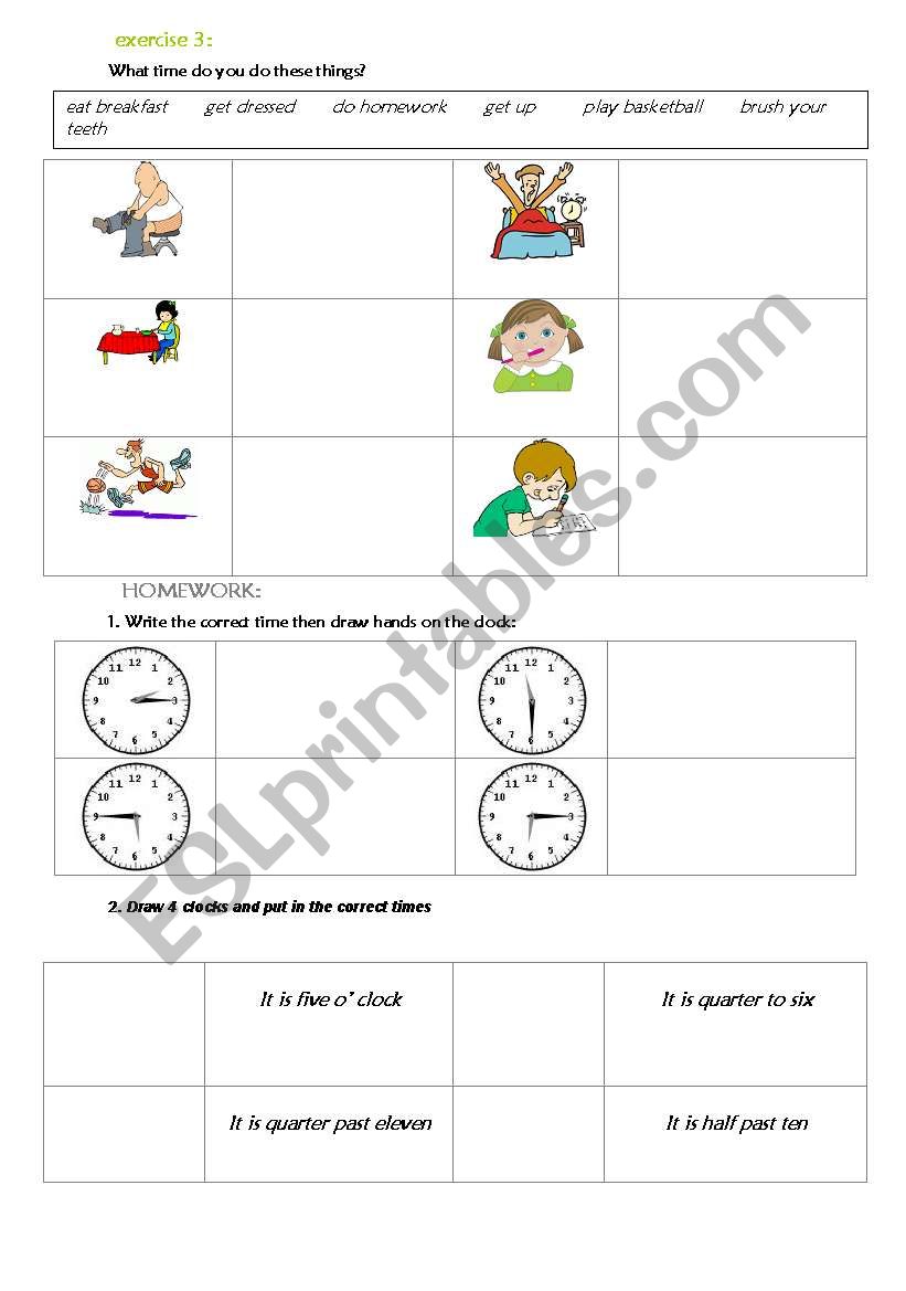 Telling the time worksheet