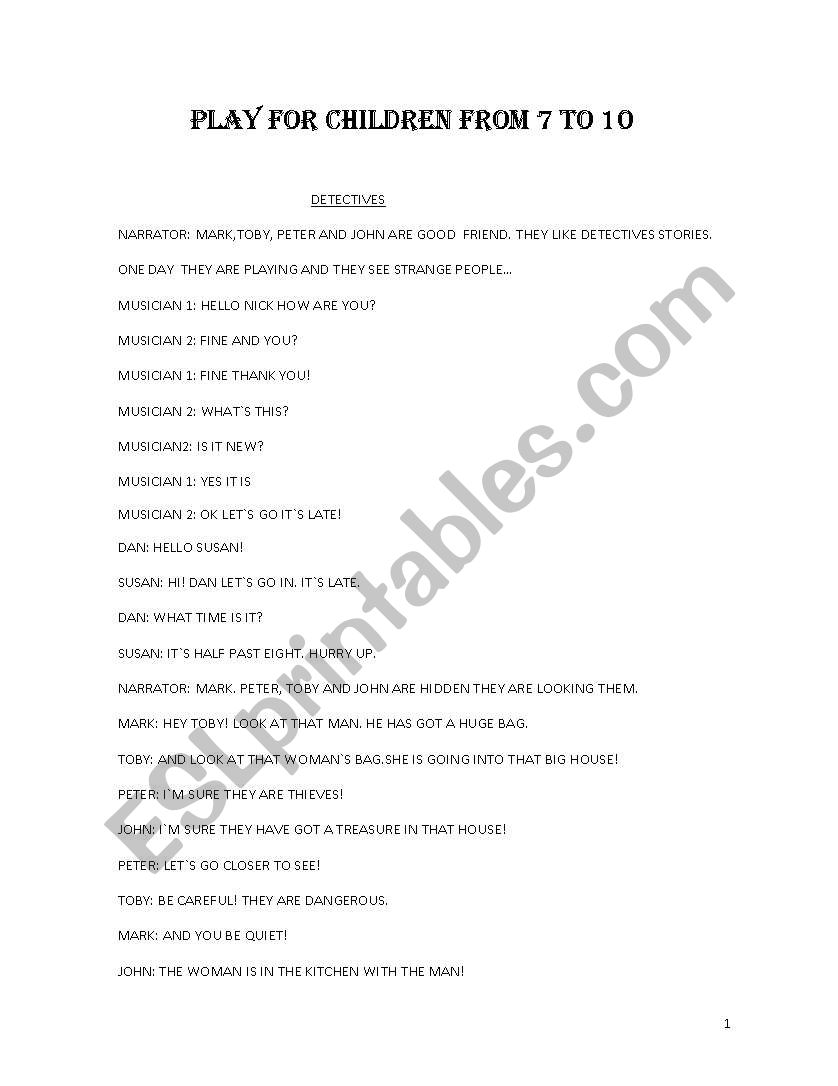 DETECTIVES worksheet