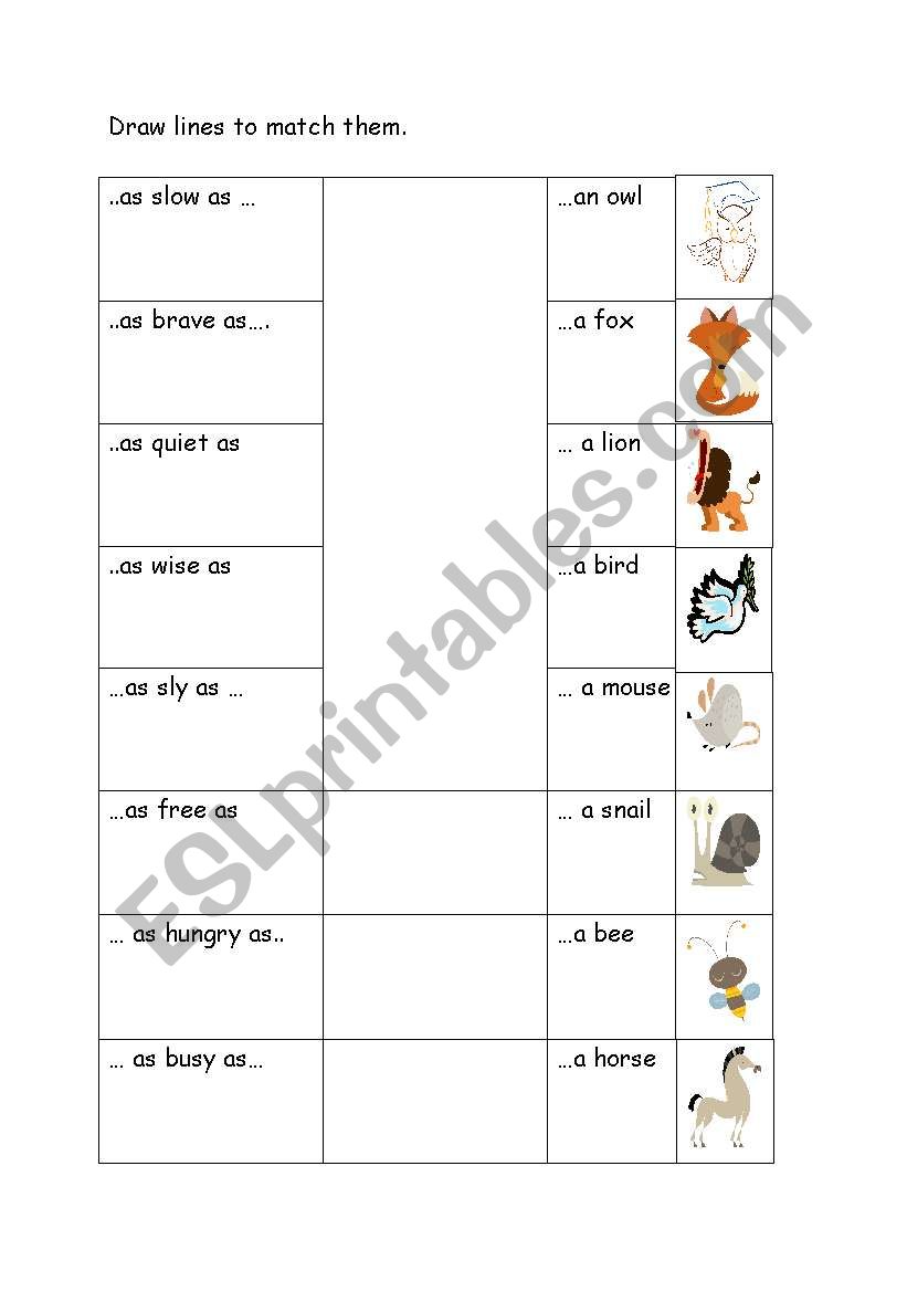 ..as..as with animals worksheet