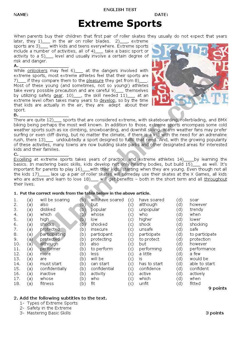 INTERMEDIATE TEST worksheet