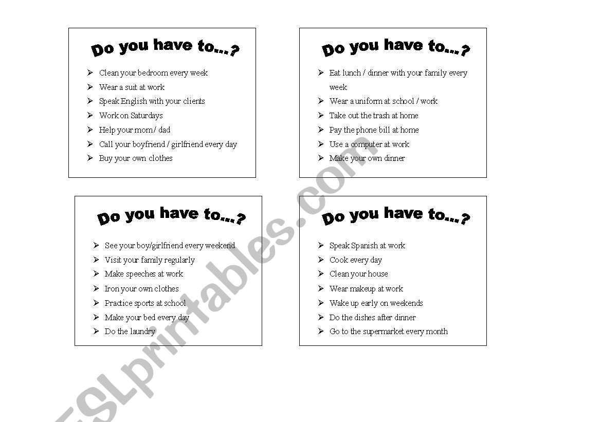 Have to conversation worksheet