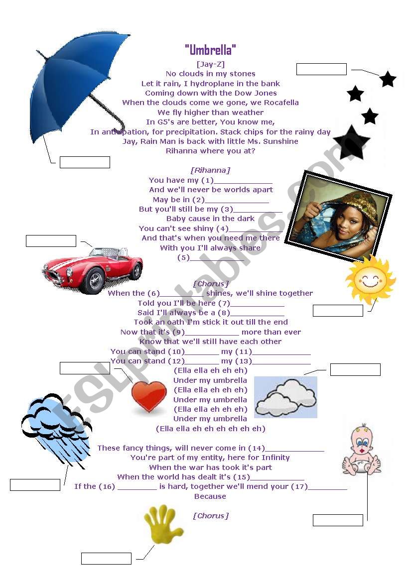 Rihanna-Umbrella worksheet