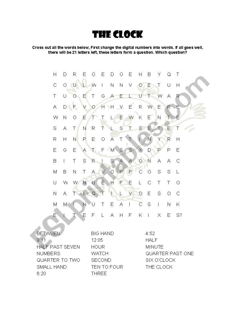 The Clock - puzzle worksheet