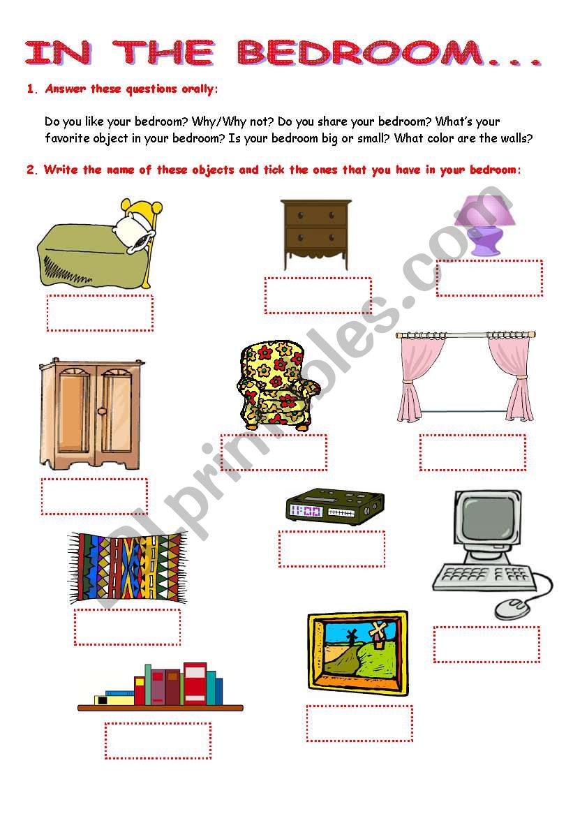 IN THE BEDROOM... worksheet