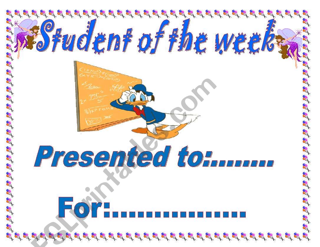 STUDENT OF THE WEEK worksheet