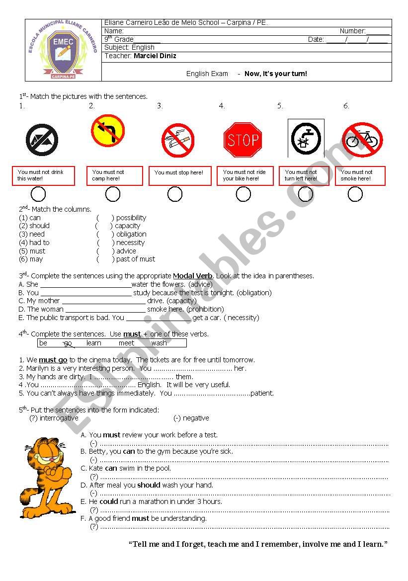 Modal verbs worksheet