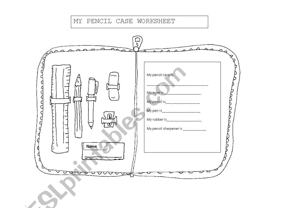 My pencil case worksheet