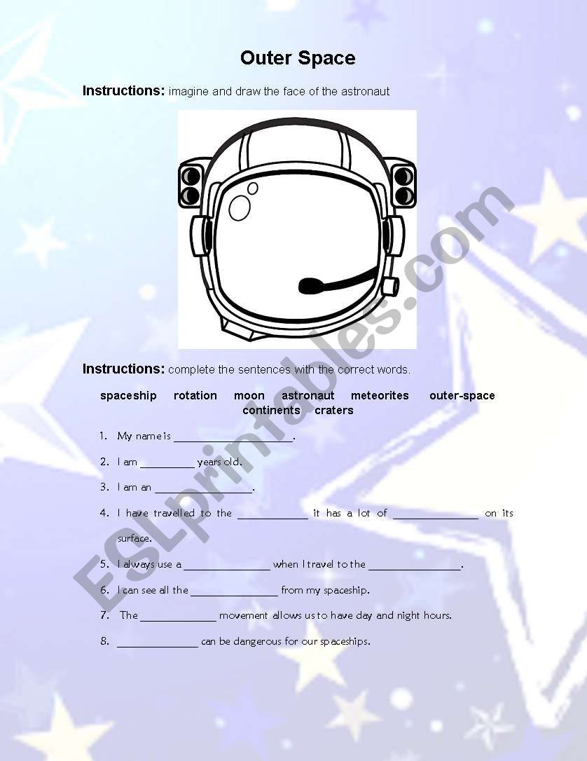 Outerspace worksheet