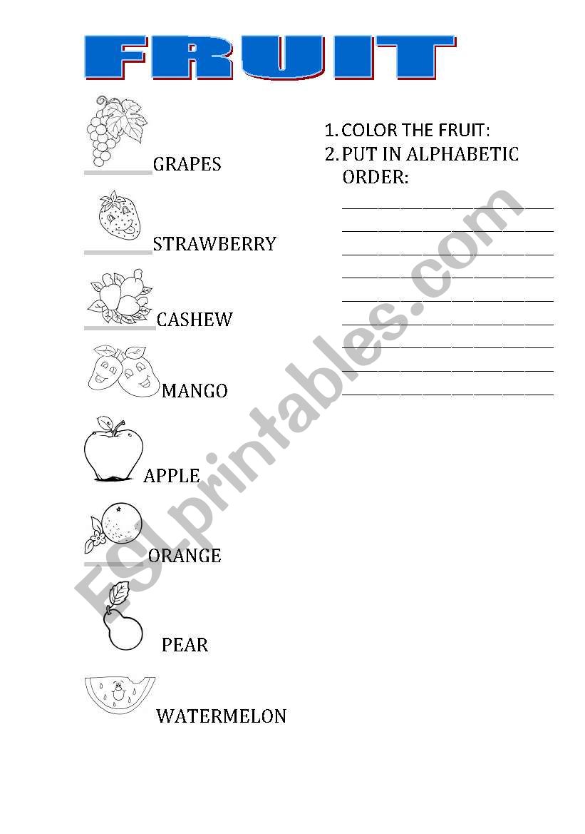 Fruit worksheet