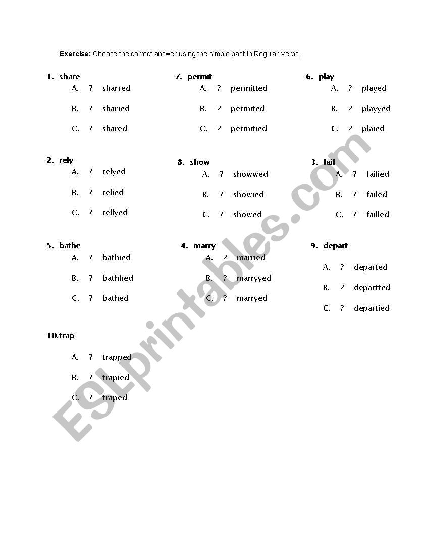 Regular Verbs worksheet
