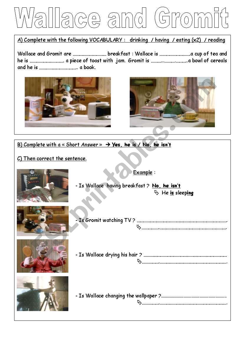 WALLACE and GROMIT BE+ ING Worksheet N1