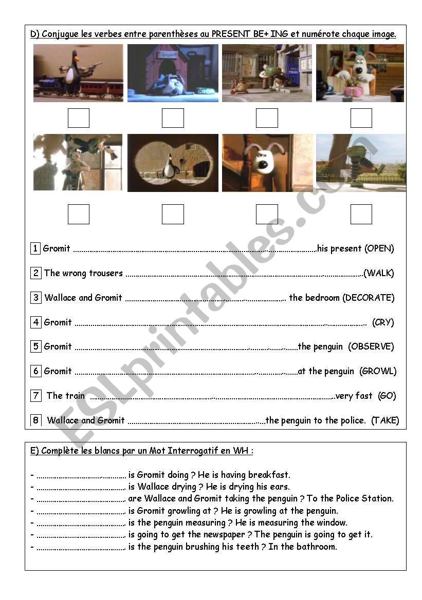 WALLACE and GROMIT BE+ ING Worksheet N°2 ESL worksheet by