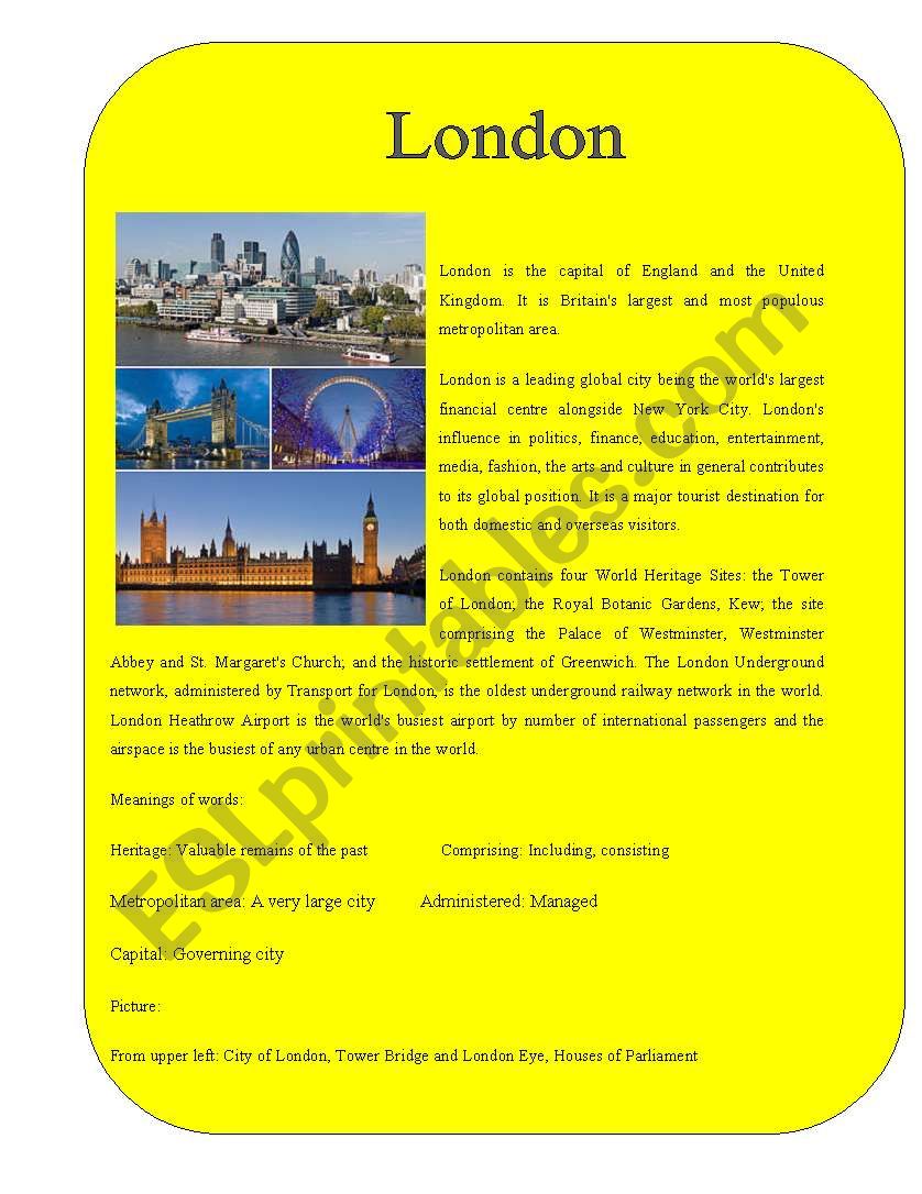 City 2 ( London) worksheet