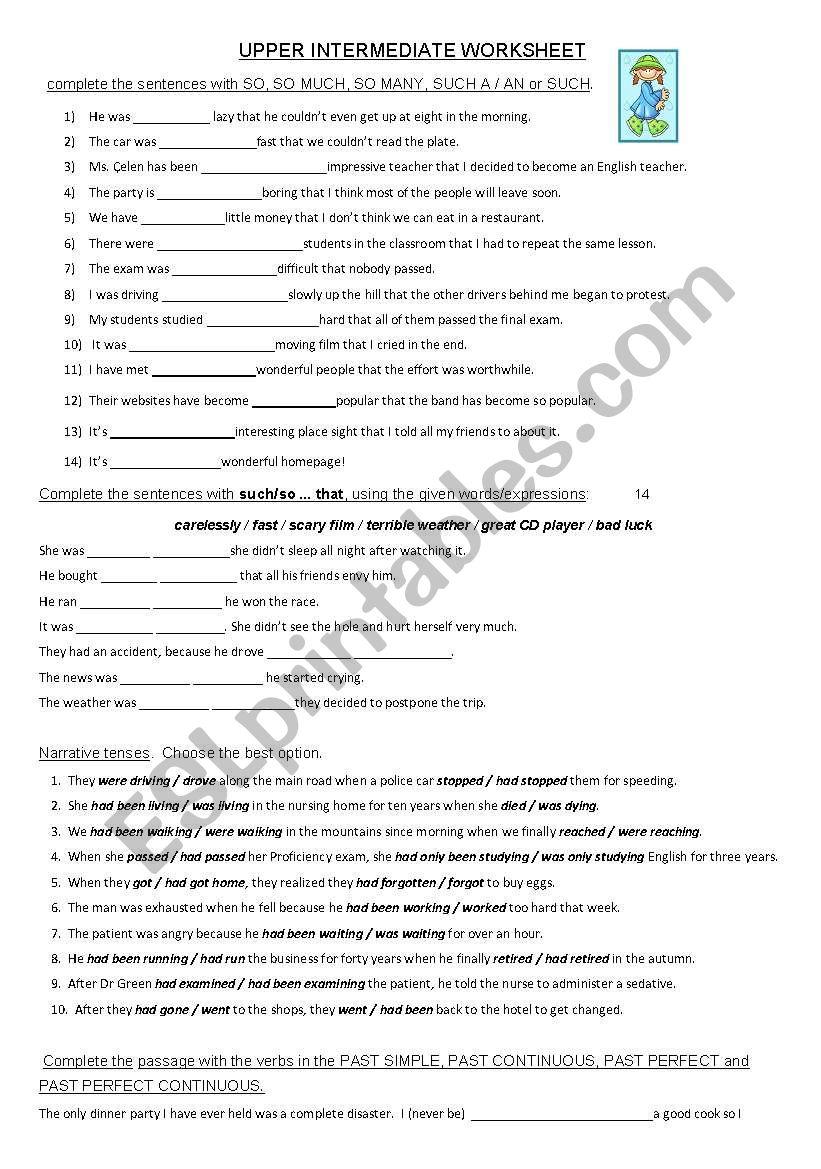 Narrative tenses worksheet