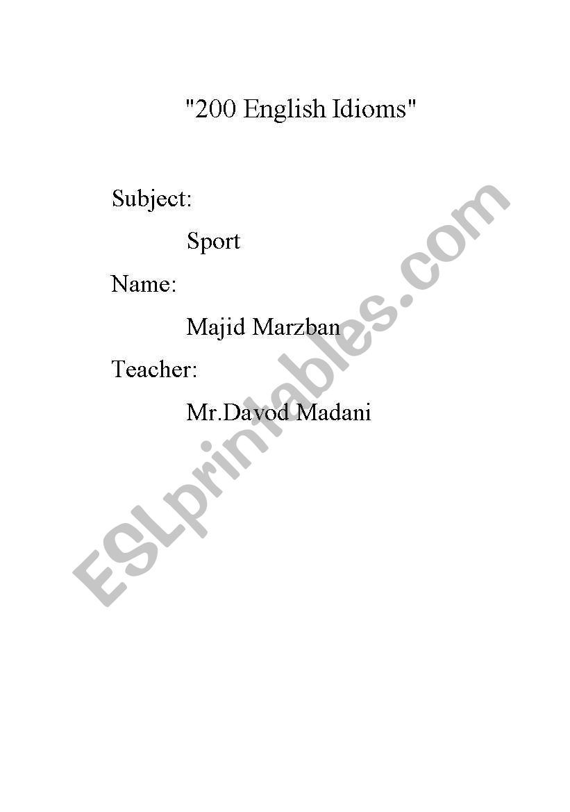 200 English Sport Idiom  worksheet