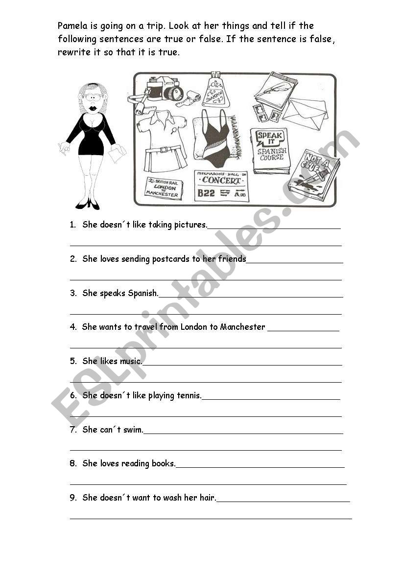 Pamelas trip worksheet